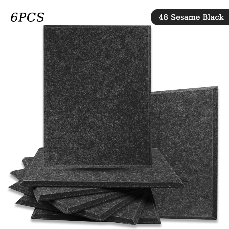 Polyester Felt Acoustic Panels 6 Pack - Self-Adhesive Sound Absorbing Wall Panels for Home Office & Studio