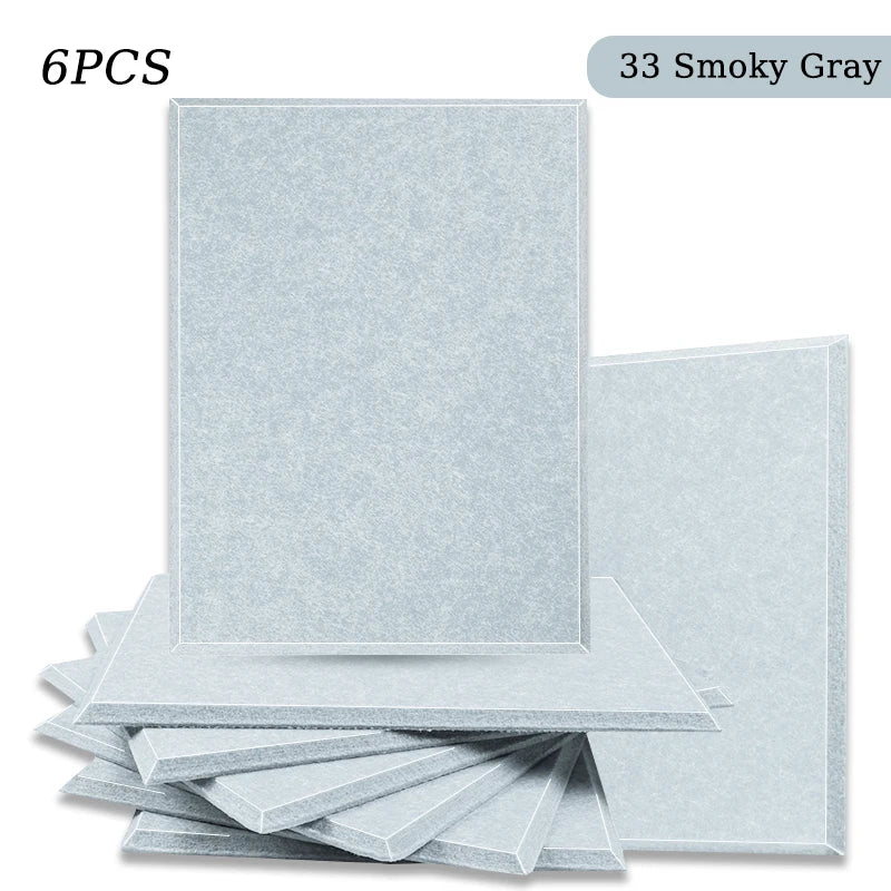 Polyester Felt Acoustic Panels 6 Pack - Self-Adhesive Sound Absorbing Wall Panels for Home Office & Studio