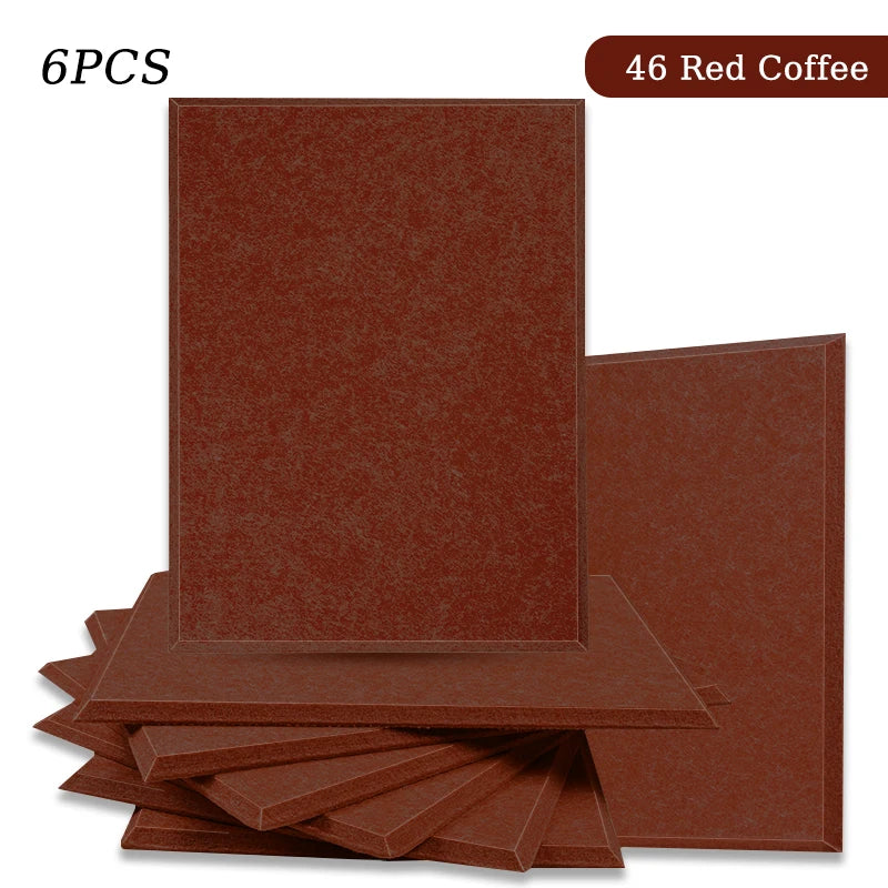 Polyester Felt Acoustic Panels 6 Pack - Self-Adhesive Sound Absorbing Wall Panels for Home Office & Studio