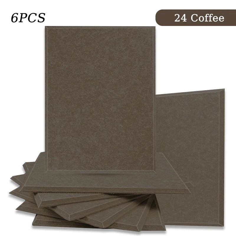 Polyester Felt Acoustic Panels 6 Pack - Self-Adhesive Sound Absorbing Wall Panels for Home Office & Studio