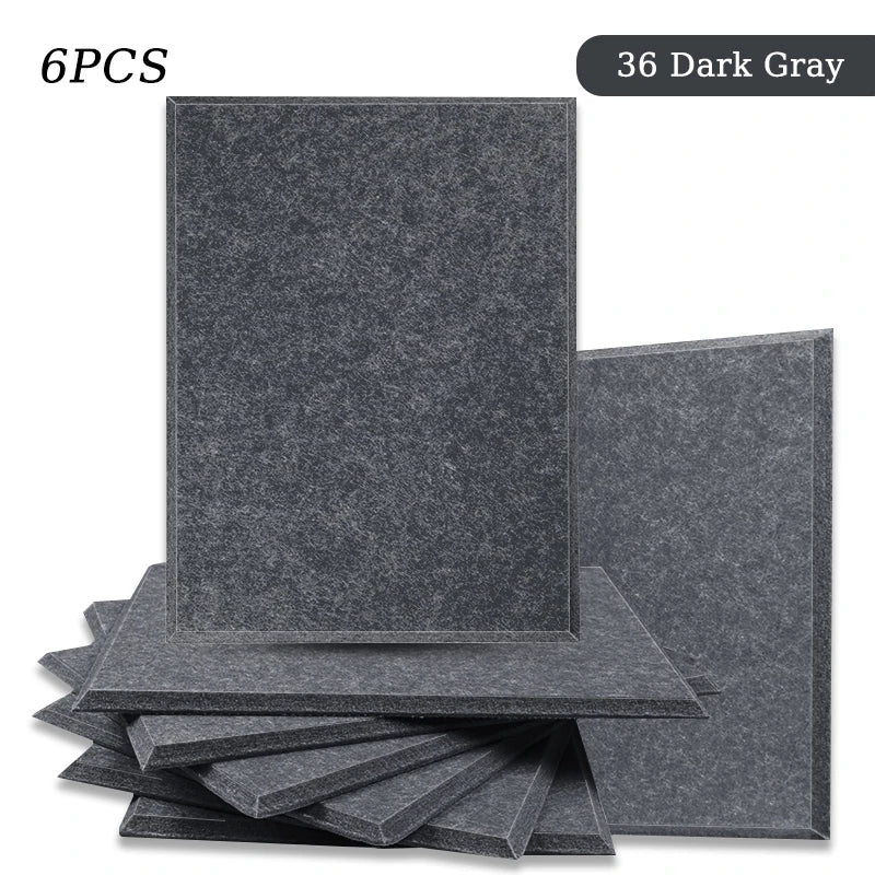 Polyester Felt Acoustic Panels 6 Pack - Self-Adhesive Sound Absorbing Wall Panels for Home Office & Studio