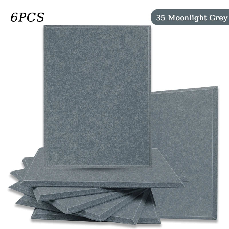 Polyester Felt Acoustic Panels 6 Pack - Self-Adhesive Sound Absorbing Wall Panels for Home Office & Studio