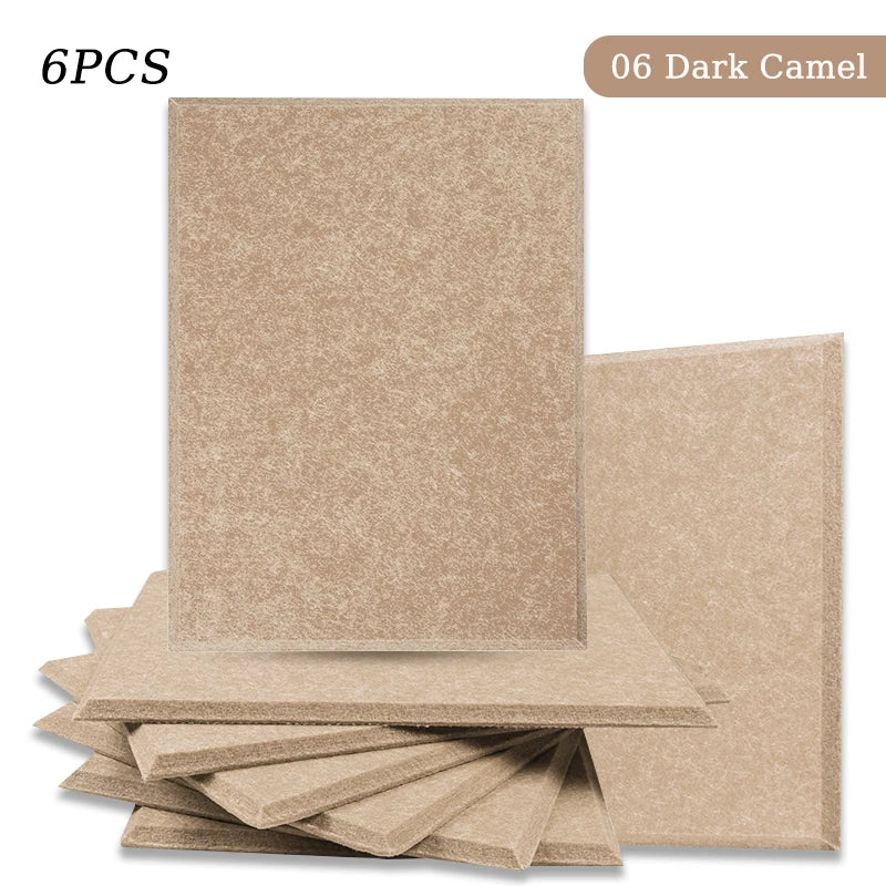 Polyester Felt Acoustic Panels 6 Pack - Self-Adhesive Sound Absorbing Wall Panels for Home Office & Studio