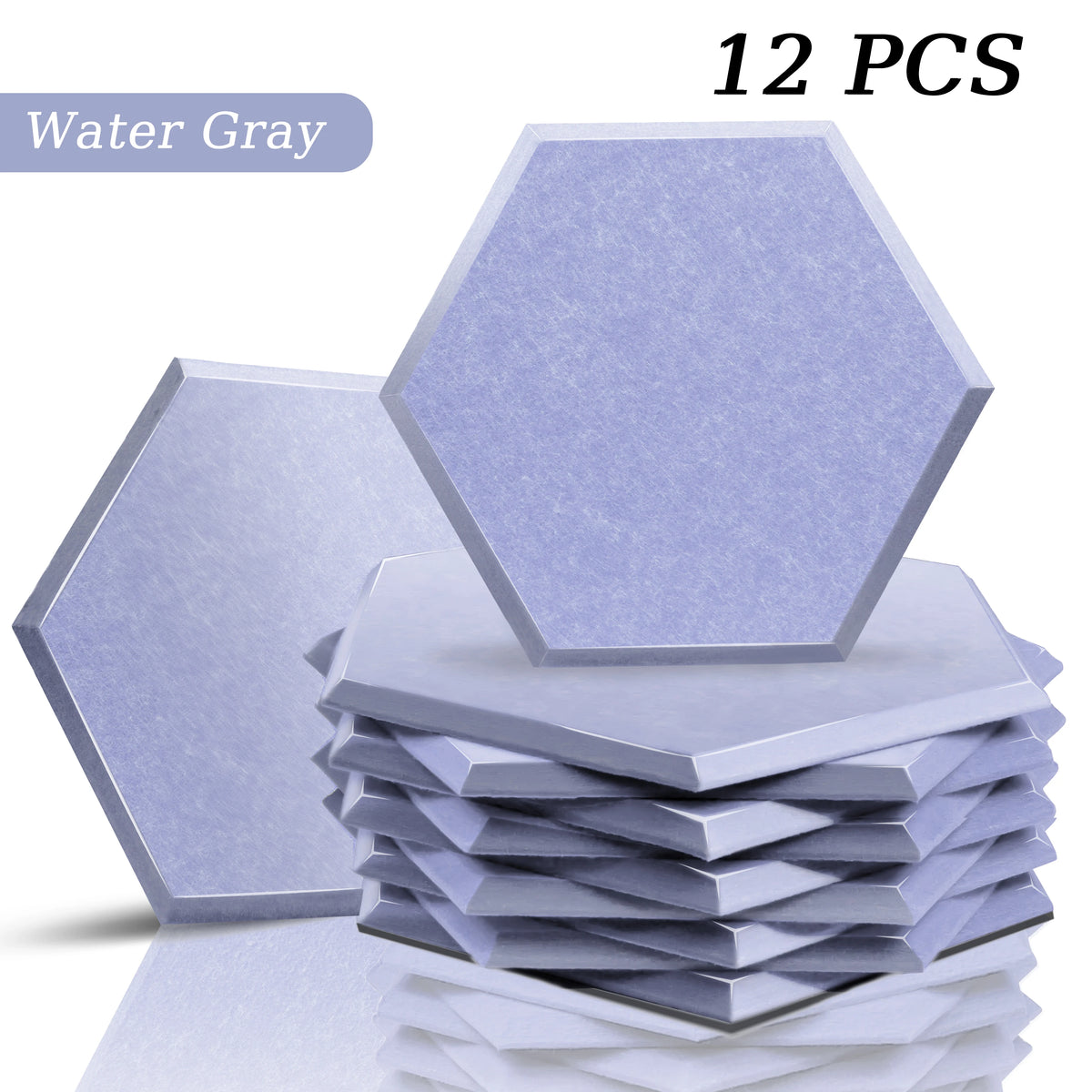 Hexagon Acoustic Panels 12 Pack - Self-Adhesive Sound Absorbing Wall Tiles for Home Office, Studio & Gaming Room