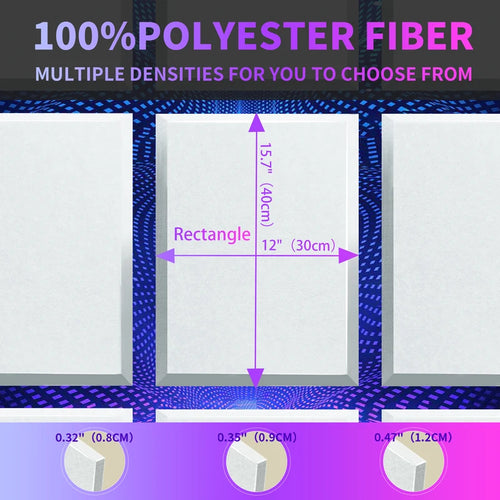 Polyester Felt Acoustic Panels 6 Pack - Self-Adhesive Sound Absorbing Wall Panels for Home Office & Studio